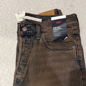 Levi's Ribcage Straight Ankle Jeans - Dark Brown